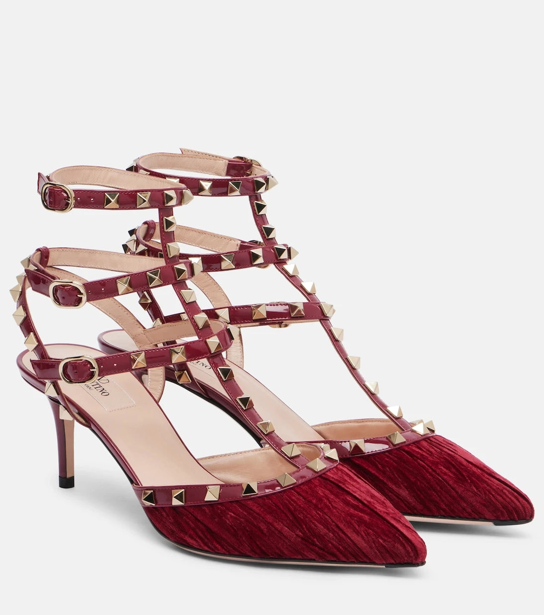 Valentino Garavani - Rockstud 65 velvet and leather pumps