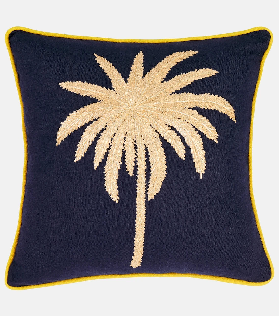 Les-Ottomans - Tropical embroidered linen cushion