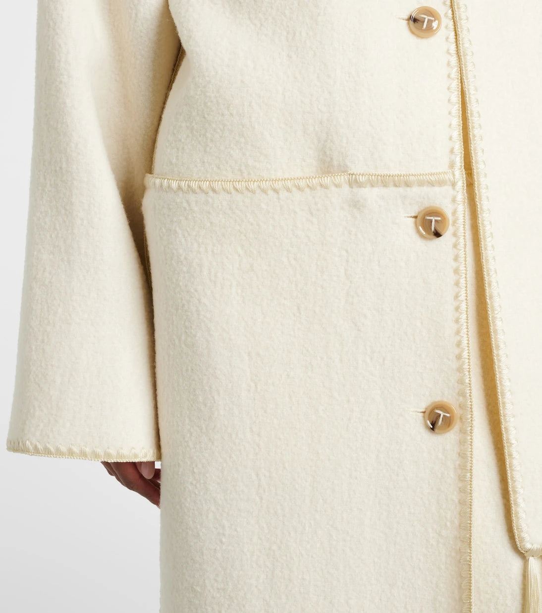 Toteme - Fringed embroidered wool scarf coat