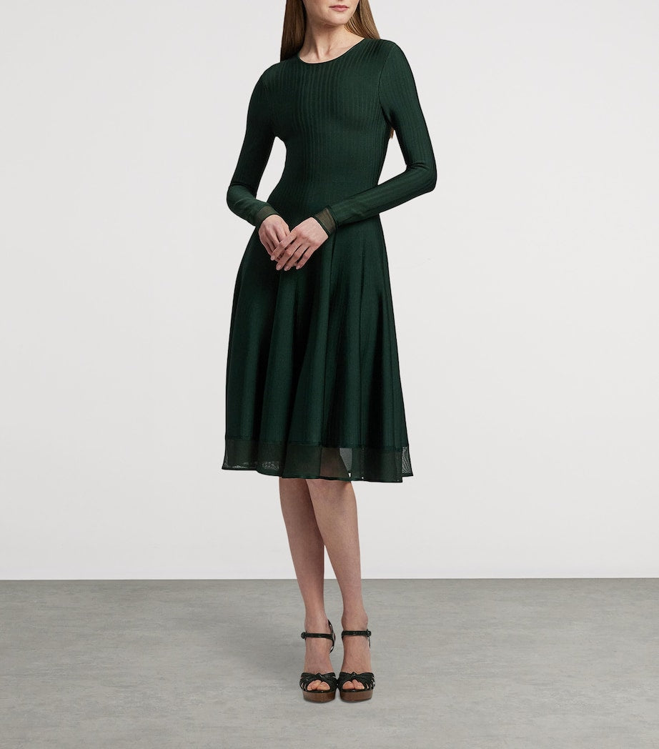 Sheer Edge Midi Dress DARK RACING GREEN
