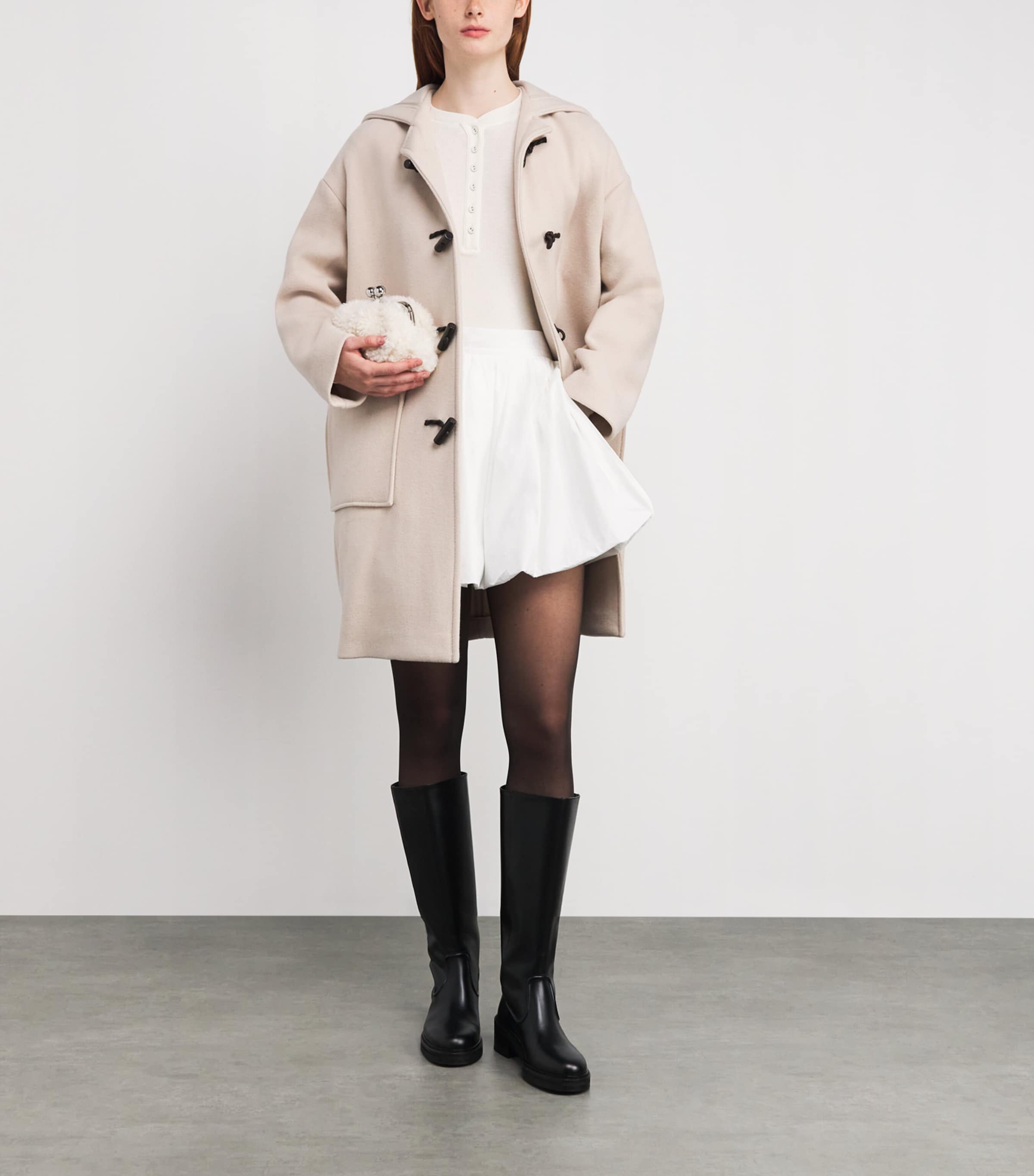 MAX&Co. White Wool-Blend Duffle Coat