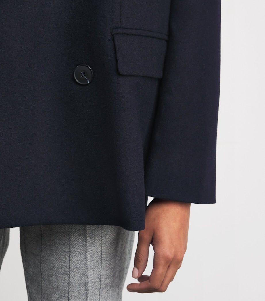 MAX&Co. Blue Wool-Blend Double-Breasted Pea Coat