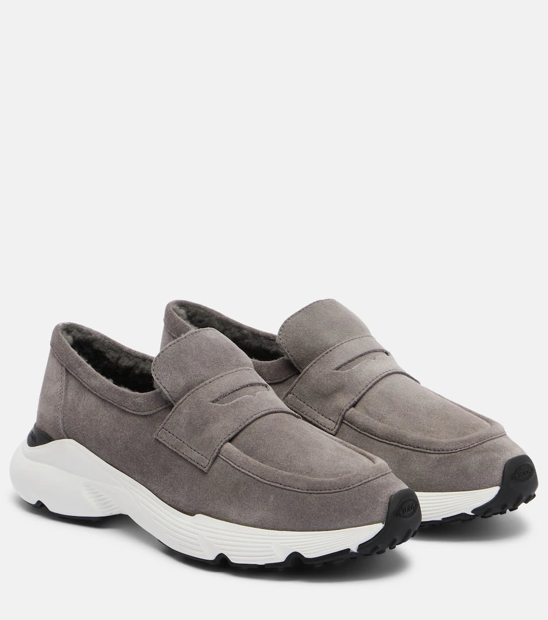 Tod's - Shearling-lined leather slip-on shoes