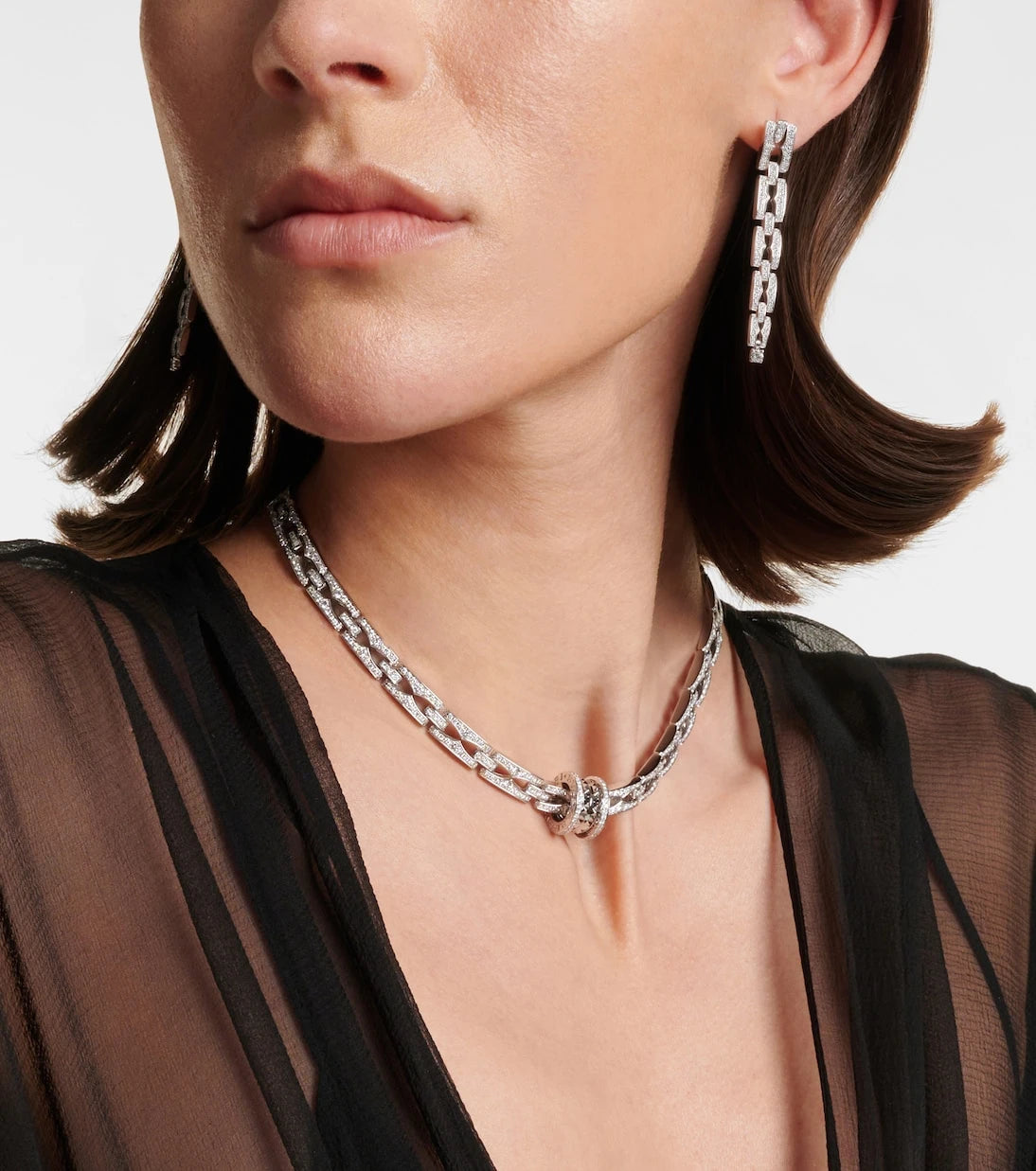 Bvlgari - B.Zero1 18kt white gold drop earrings with diamonds