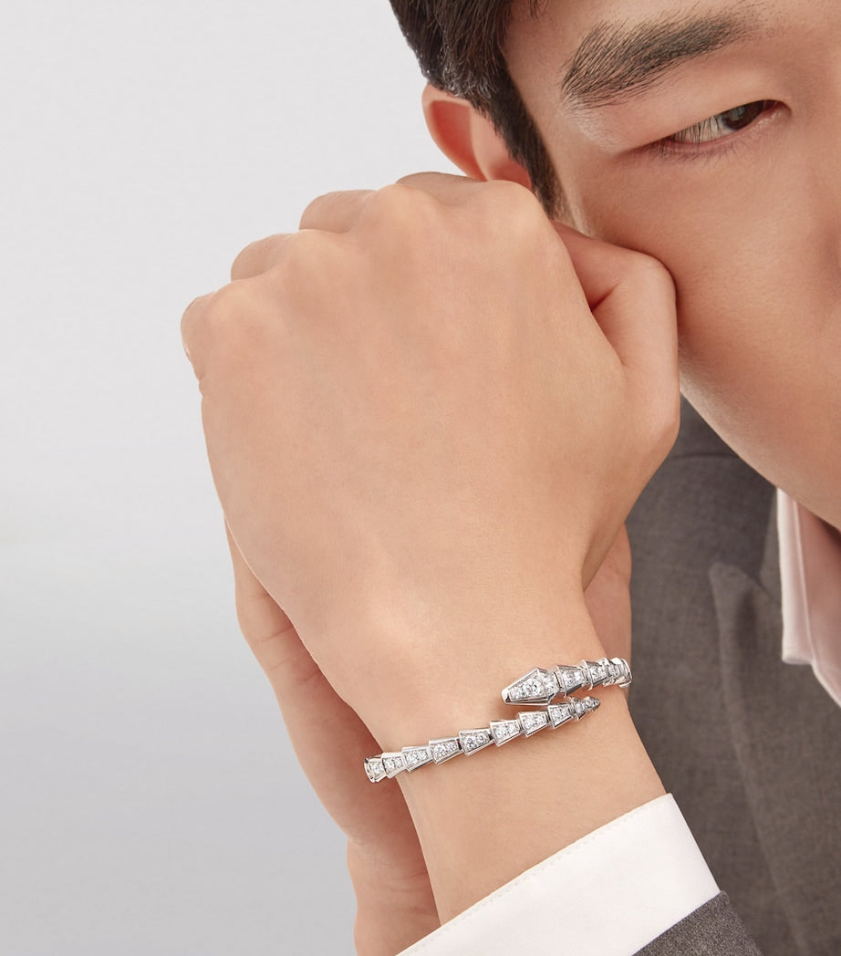 Small White Gold and Diamond Serpenti Viper Bracelet