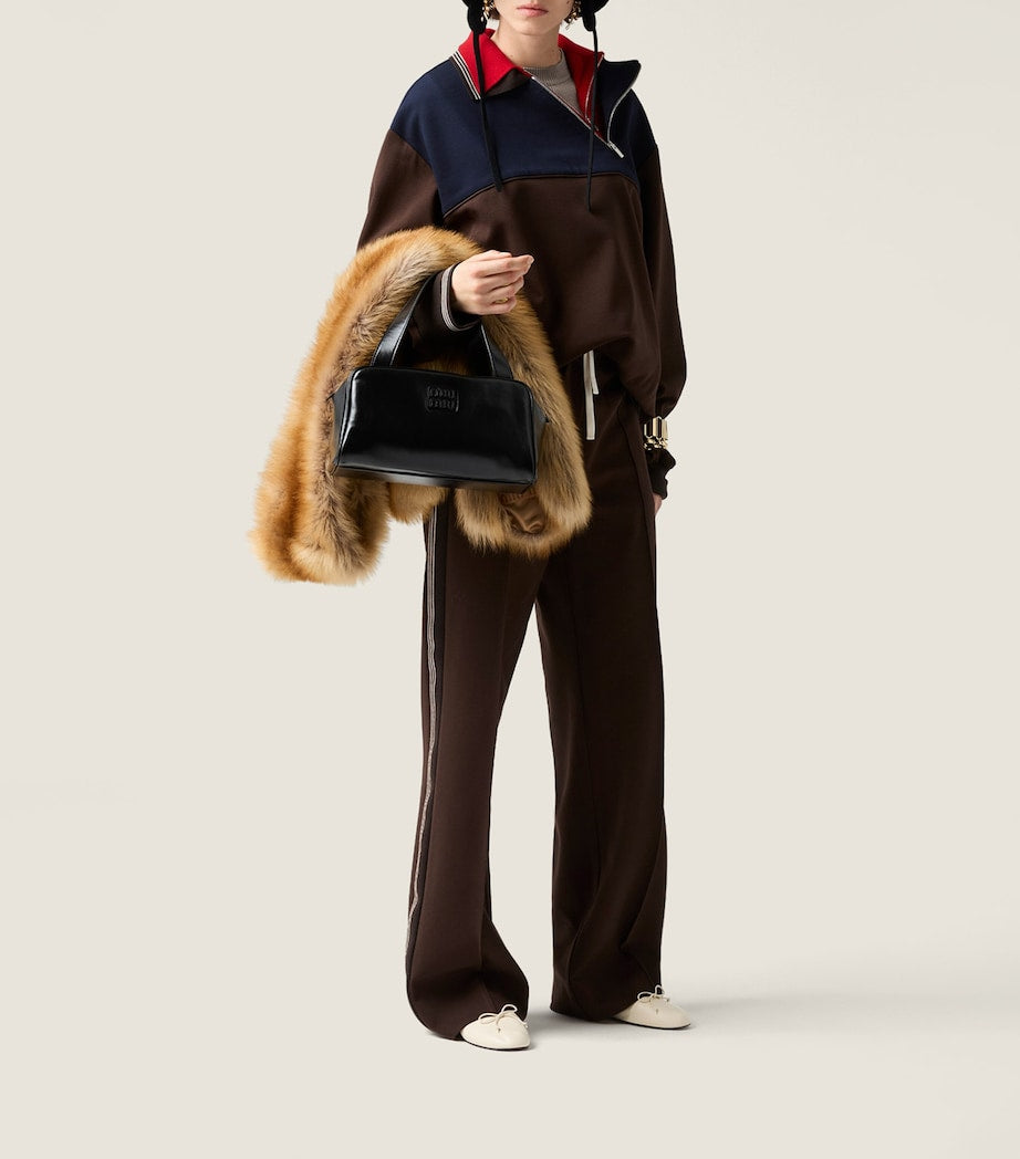 Miu Miu Brown Asymmetric-Zip Polo Sweatshirt