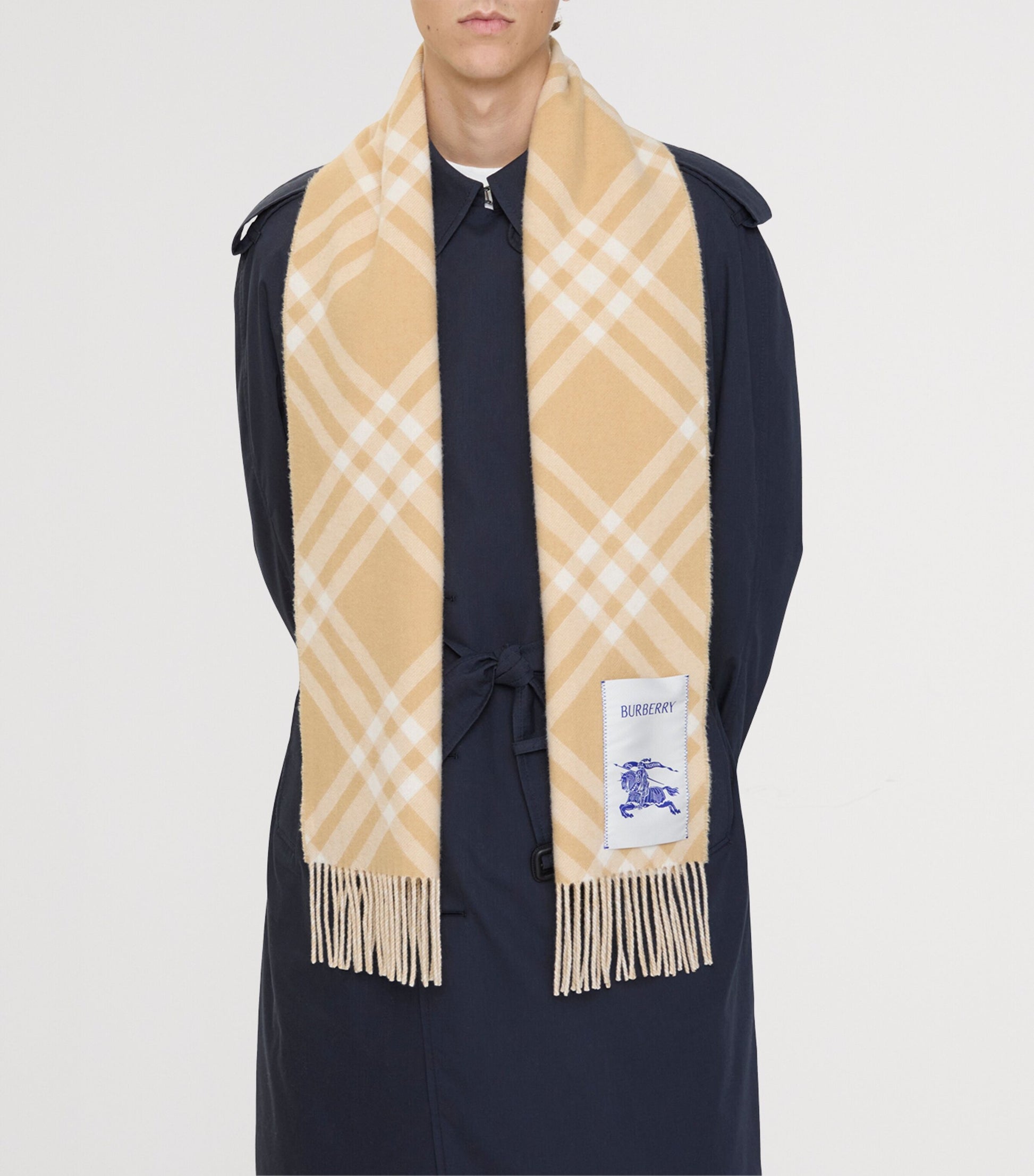Burberry Beige Cashmere Check Scarf