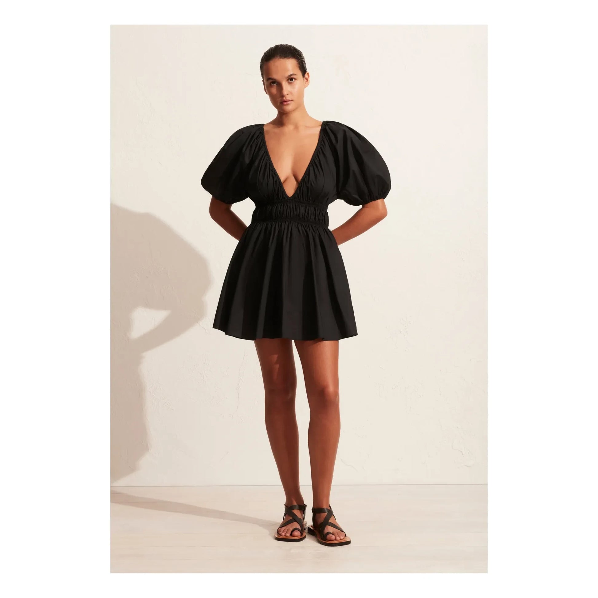 Matteau - Shired Plunge Mini Dress | Black