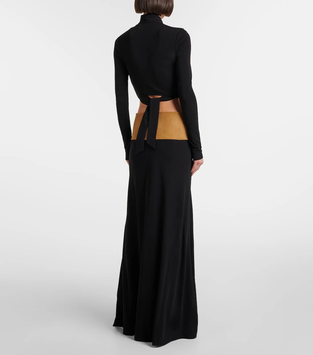 Christopher Esber - Contour cutout suede-trimmed jersey gown