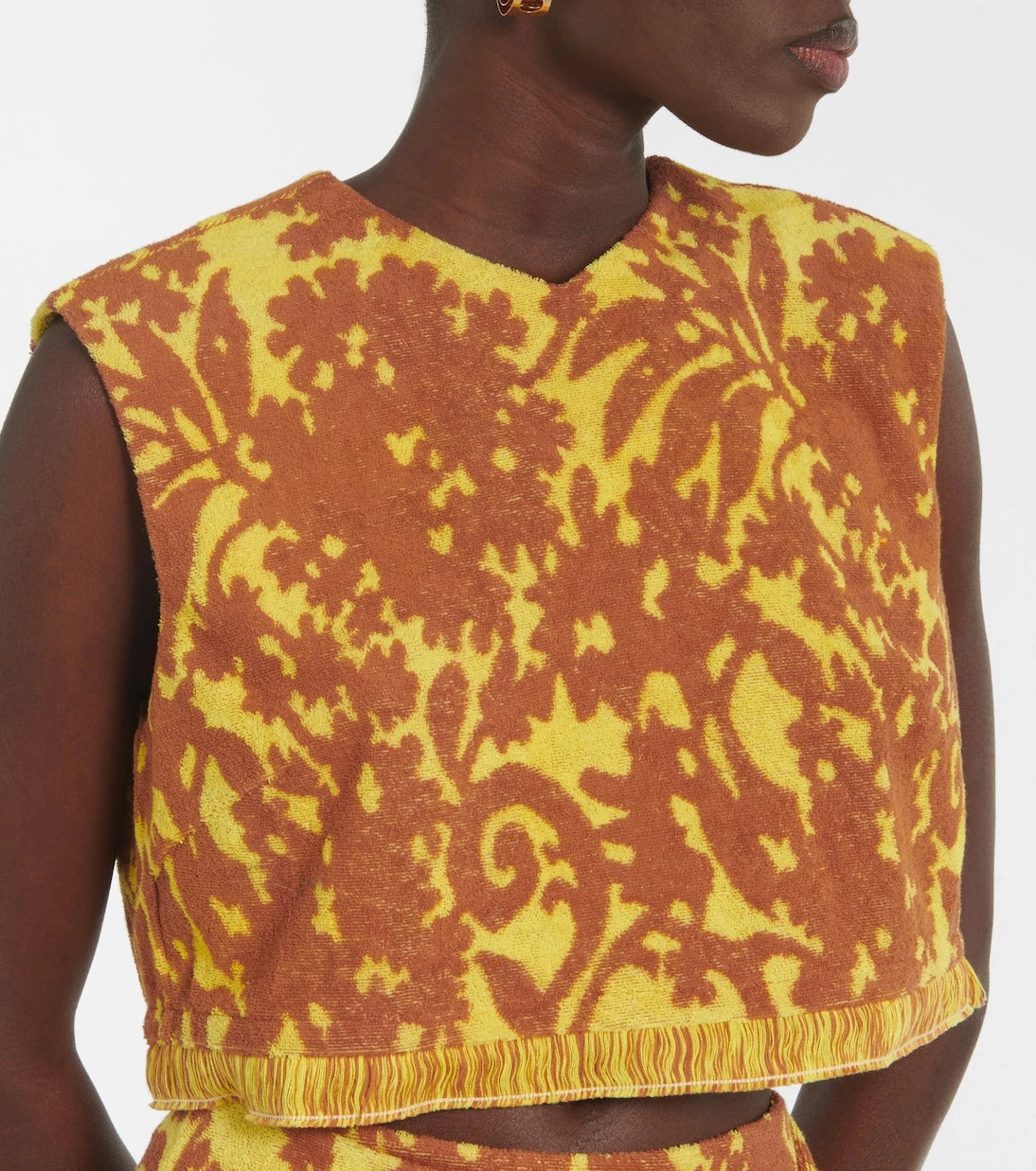 Alémais - Amarillo printed cotton-blend crop top