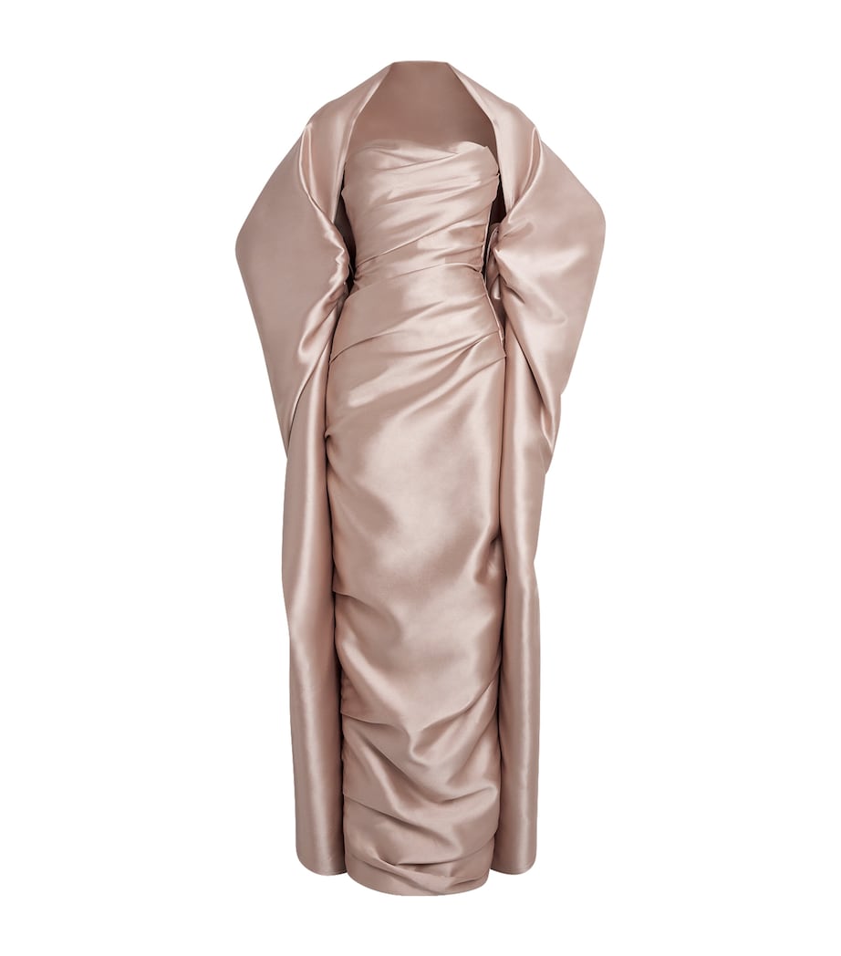 Marmar Halim Pink Draped Mikado Gown