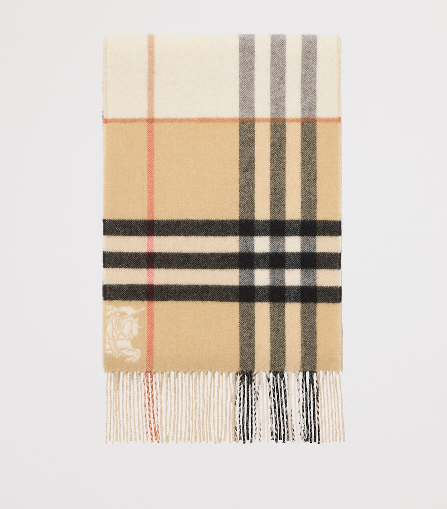 White Cashmere Contrast Check Scarf