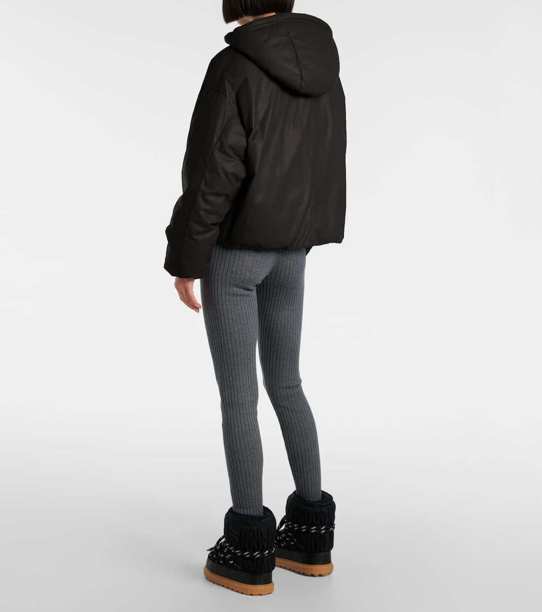 Miu Miu - Logo leather puffer jacket