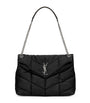 Saint Laurent Black Medium Loulou Puffer Matelassé Shoulder Bag