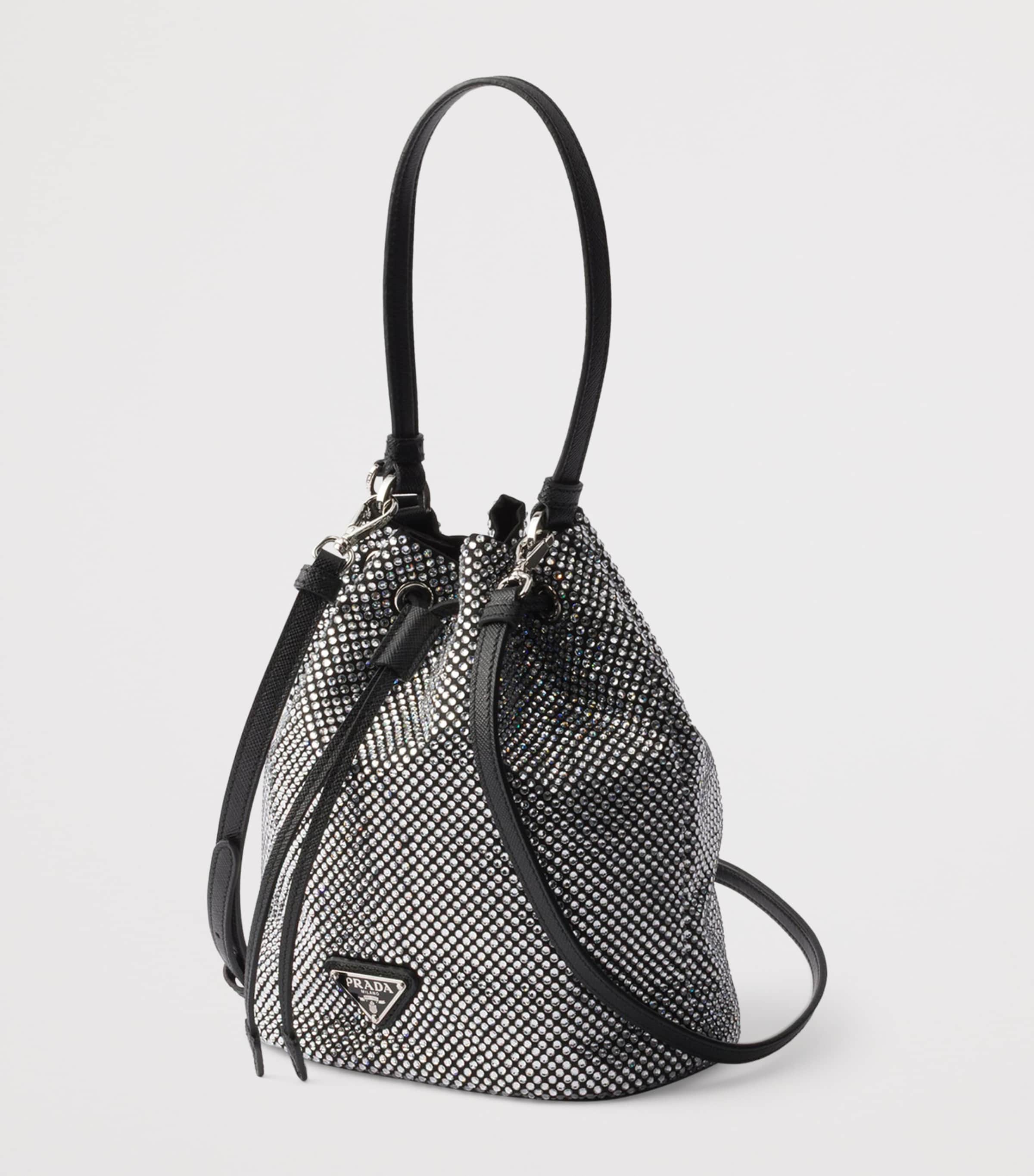Prada Metallic Mini Crystal-Embellished Bucket Bag