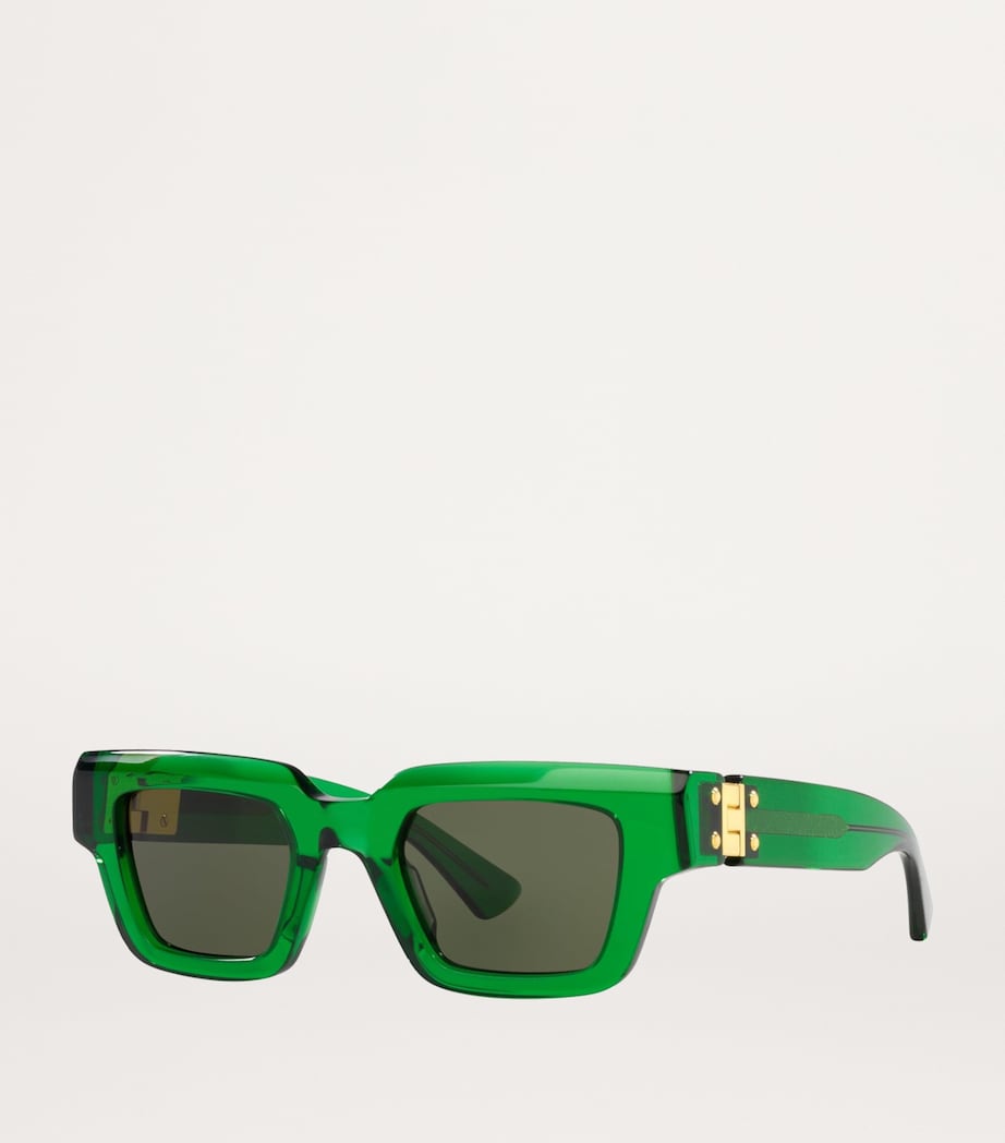 Bottega Veneta Green Rectangular Sunglasses