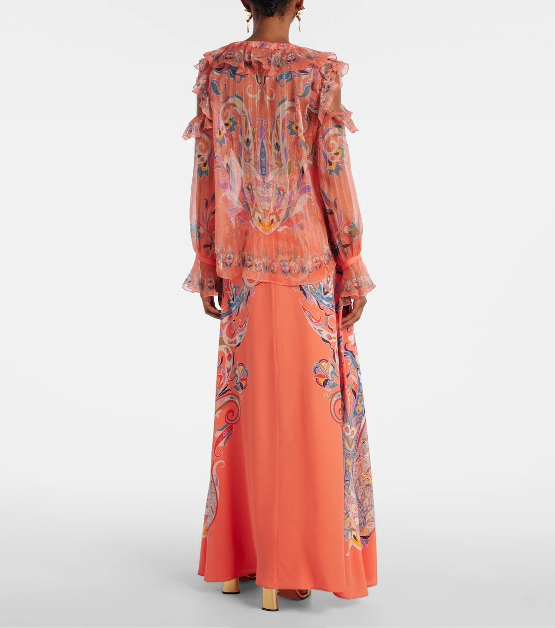 Etro - بلوزة حرير بطبعة وكشكشة
