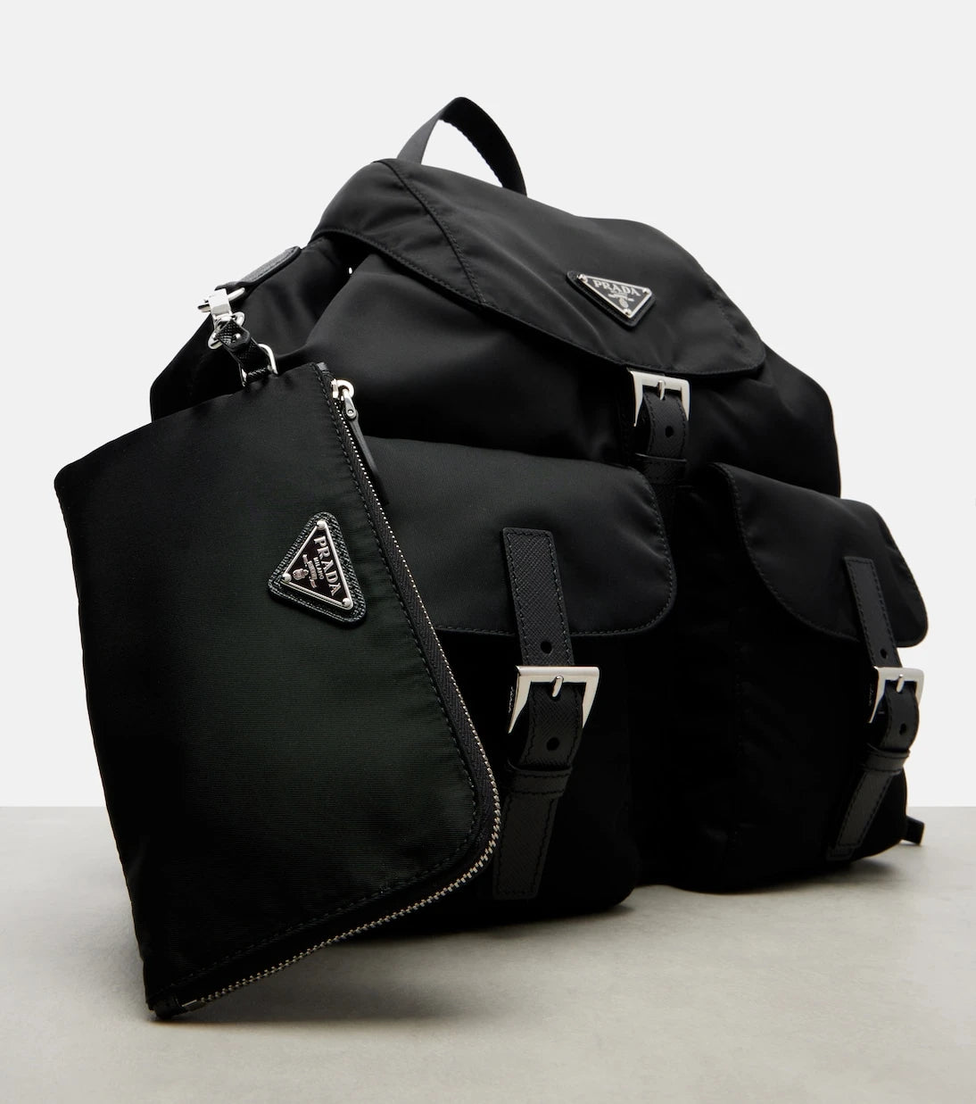 Prada - Re-Nylon Medium leather-trimmed backpack