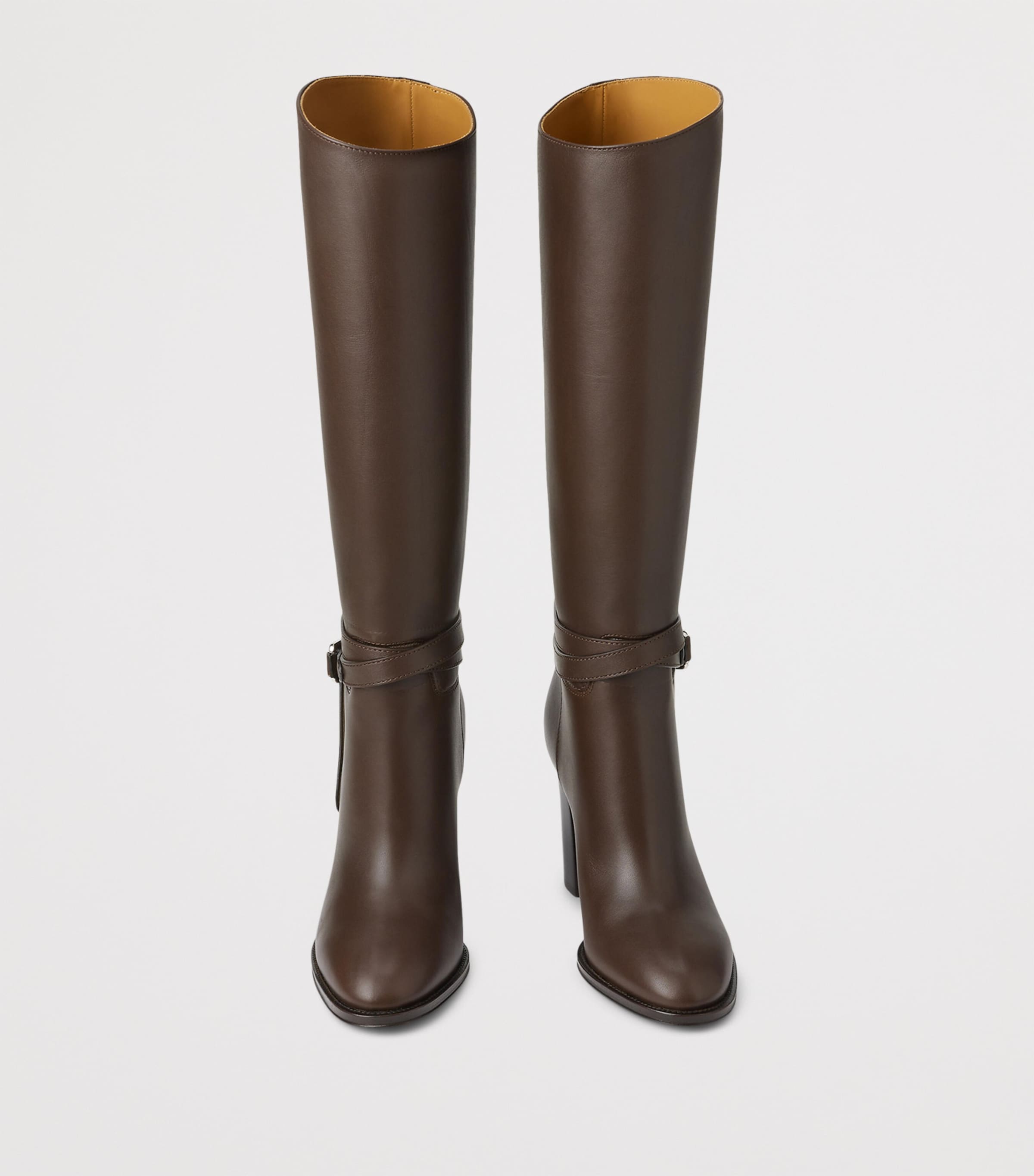 Ralph Lauren Collection Brown Leather Donnely Knee-High Boots 90