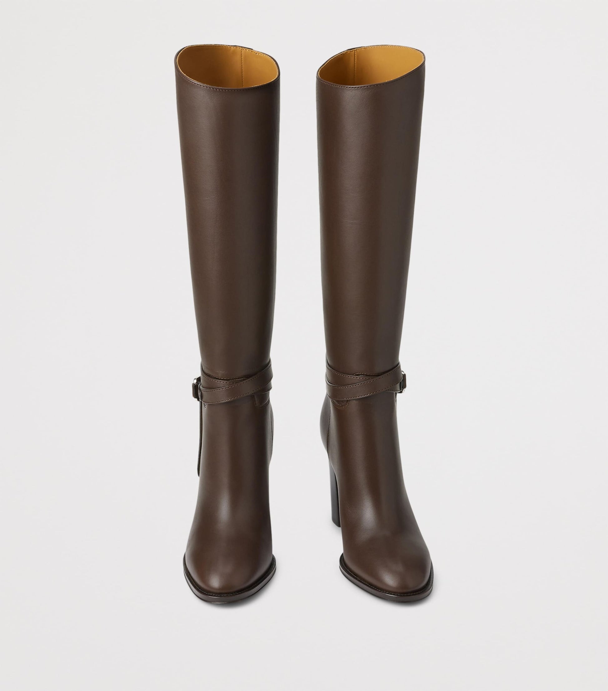 Ralph Lauren Collection Brown Leather Donnely Knee-High Boots 90