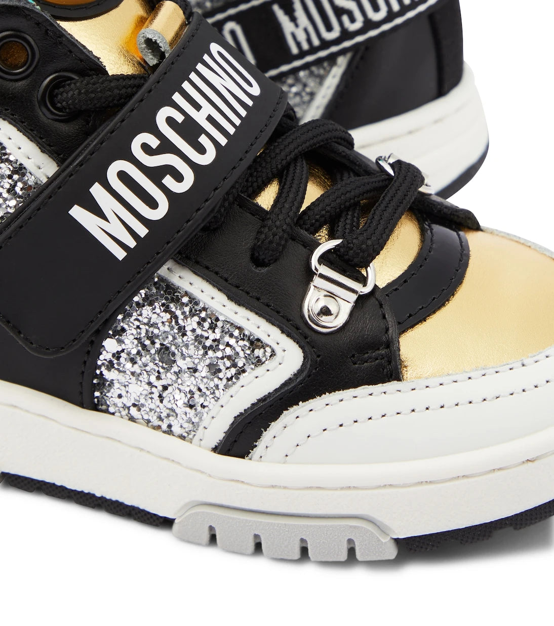 Moschino Kids - Logo leather high-top sneakers