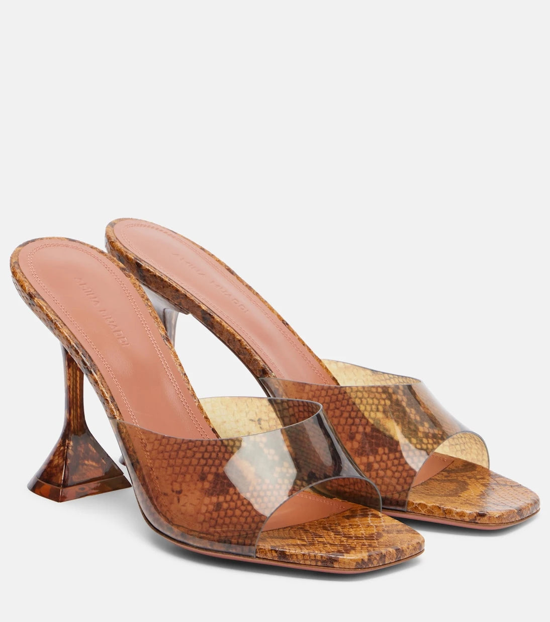 Amina Muaddi - Lupita snake-print PVC mules