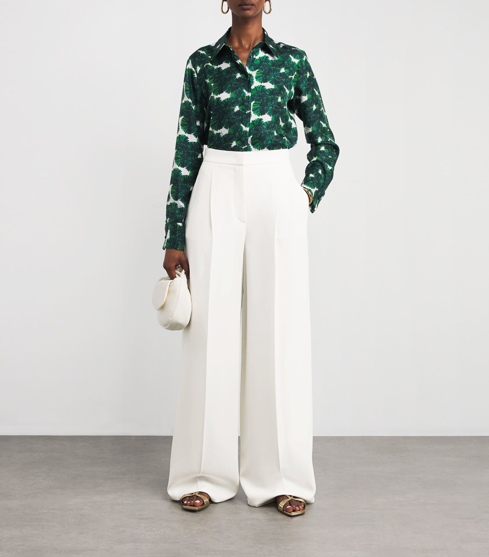 White Compact Cady Wide-Leg Trousers
