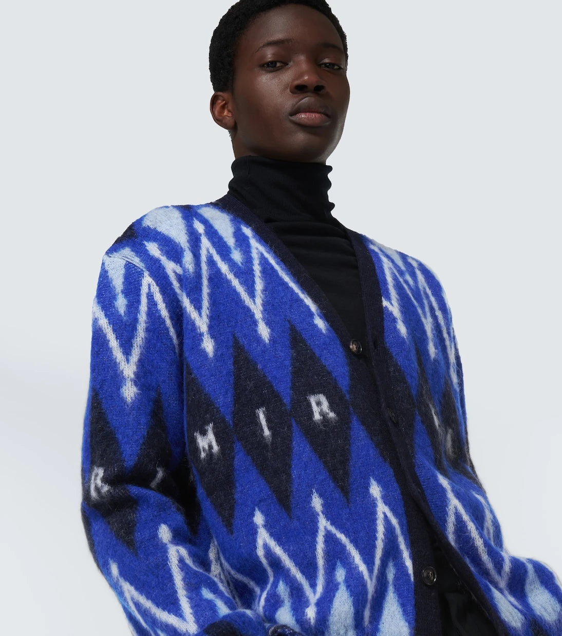 Amiri - Argyle alpaca and mohair-blend cardigan