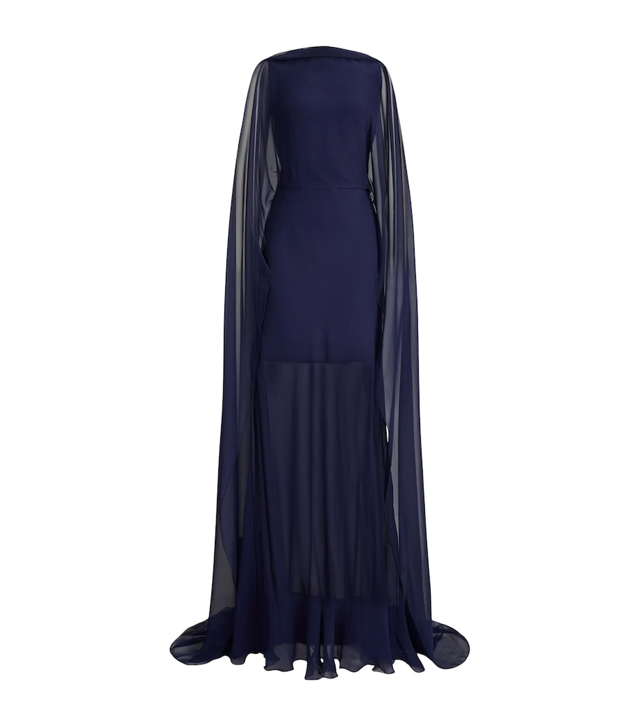 Ralph Lauren Collection Navy Silk Georgette Dylon Dress