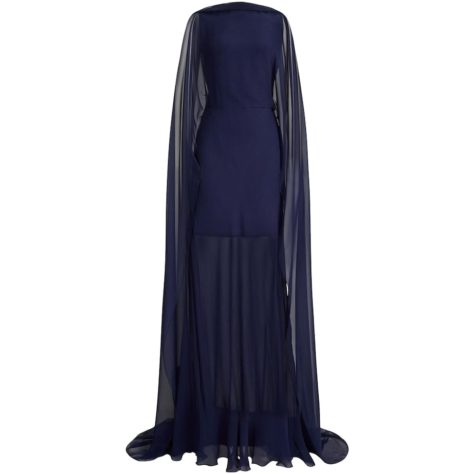 Ralph Lauren Collection Navy Silk Georgette Dylon Dress
