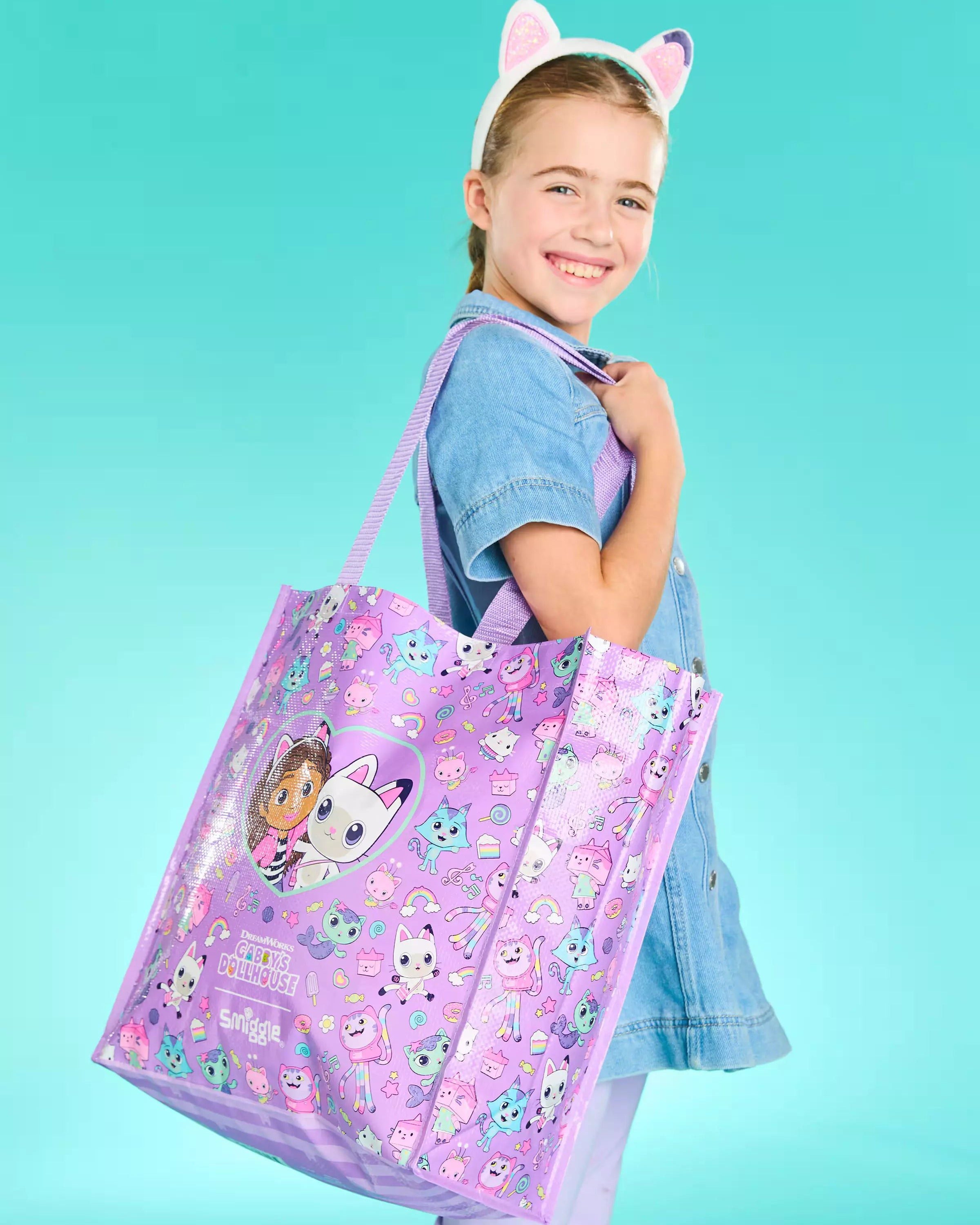 Smiggle - Gabby'nin Oyuncak Evi Orta Boy Yeniden Kullanılabilir Alışveriş Çantası