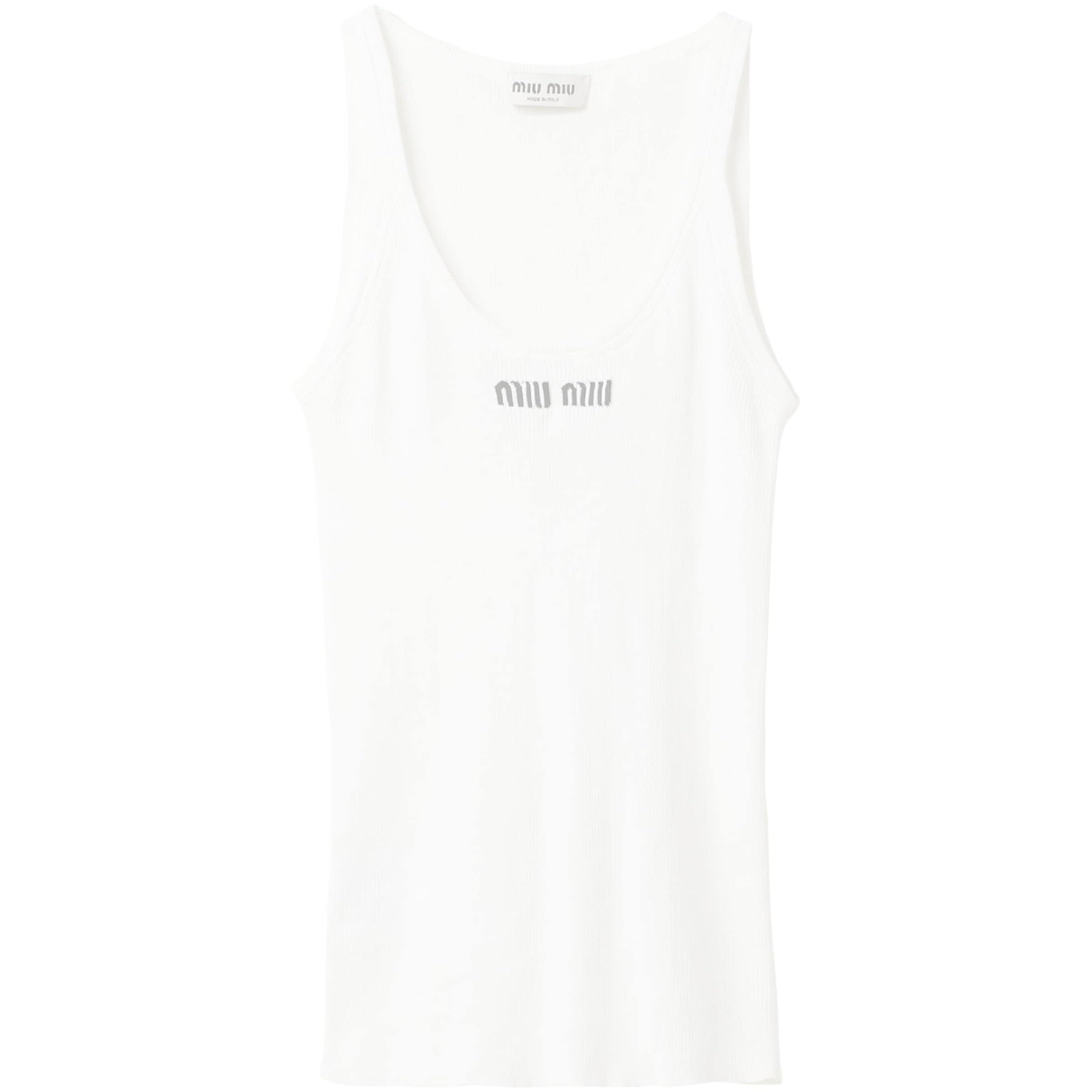 White Cotton Logo Tank Top
