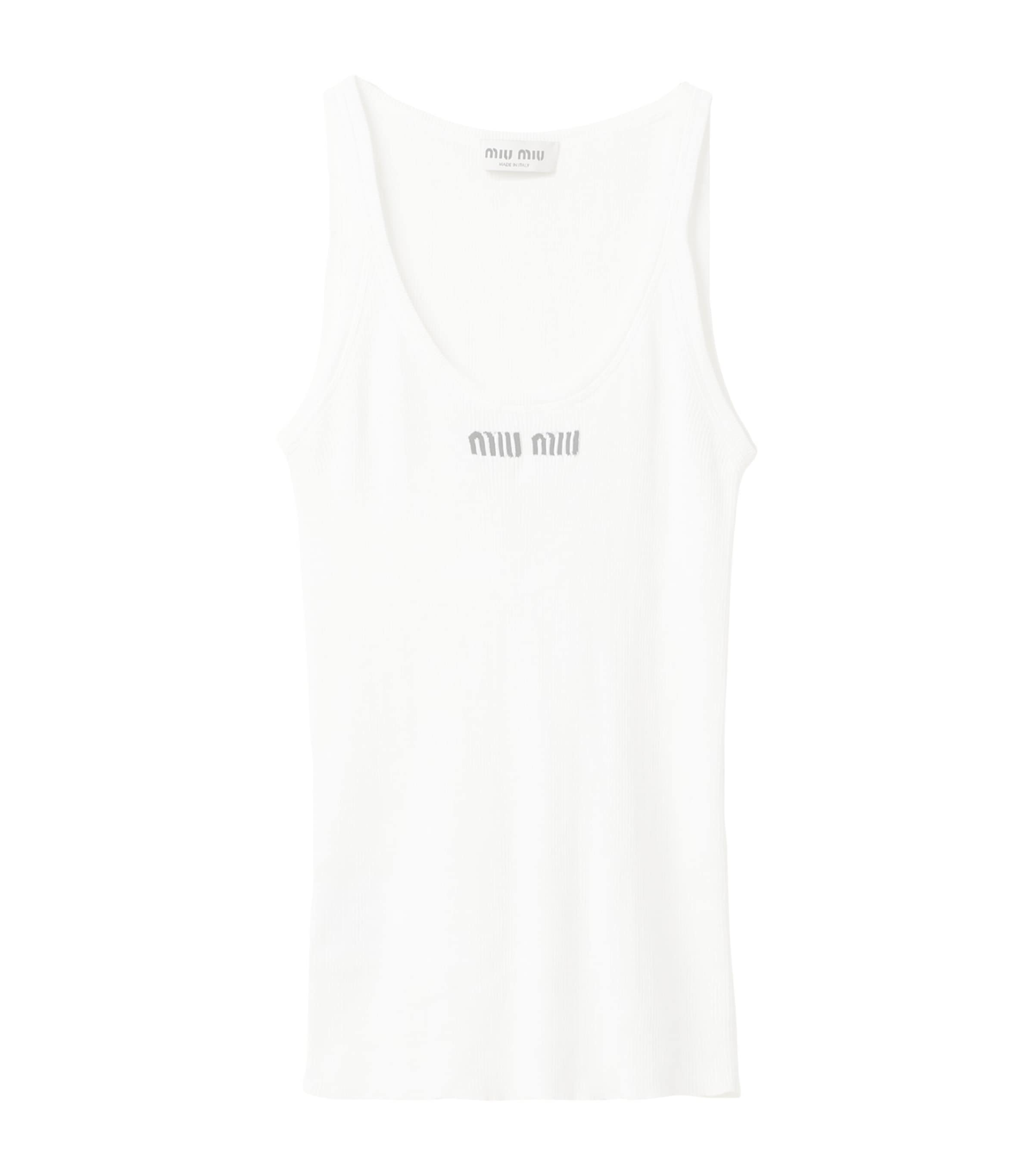 White Cotton Logo Tank Top