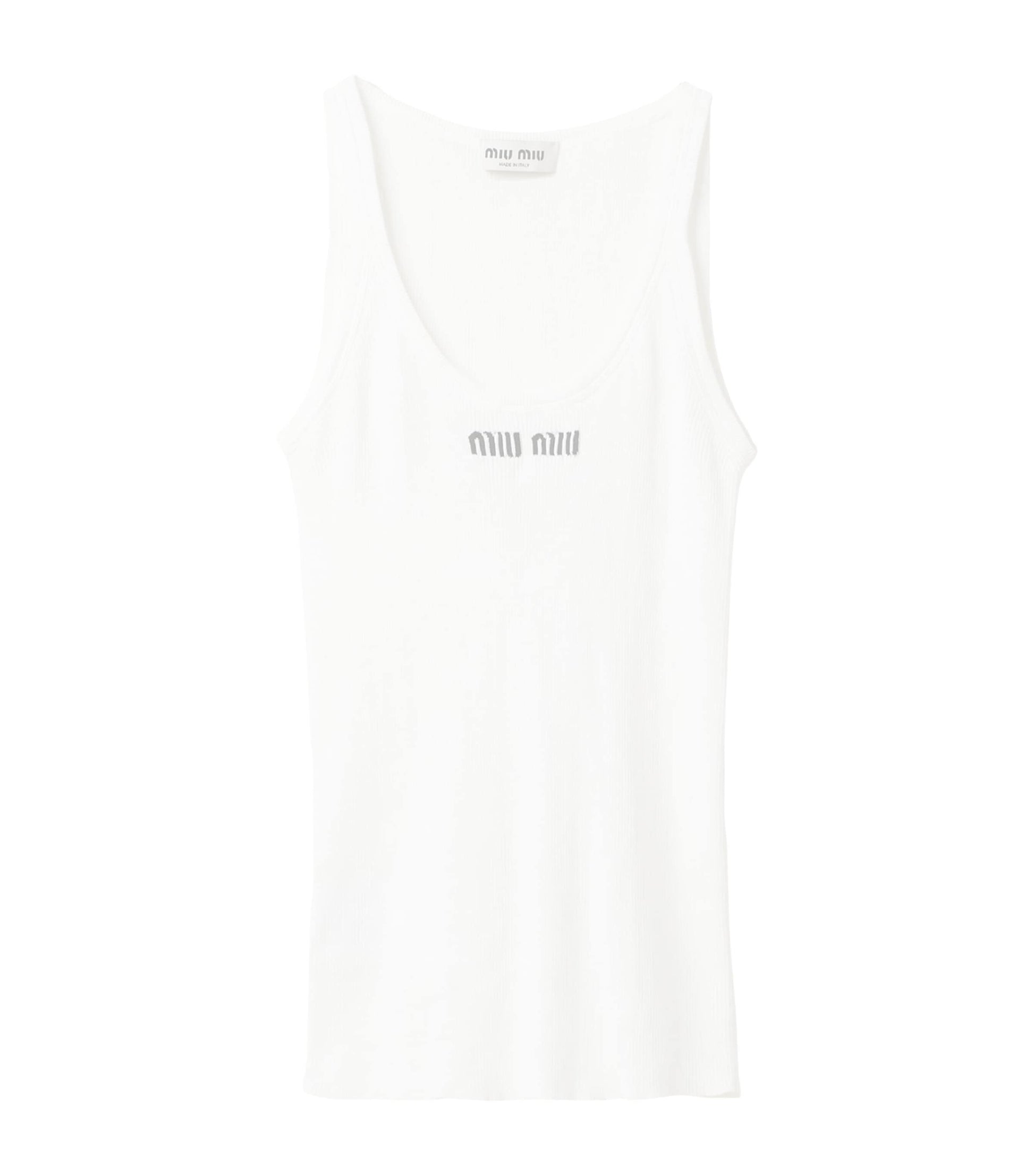 White Cotton Logo Tank Top