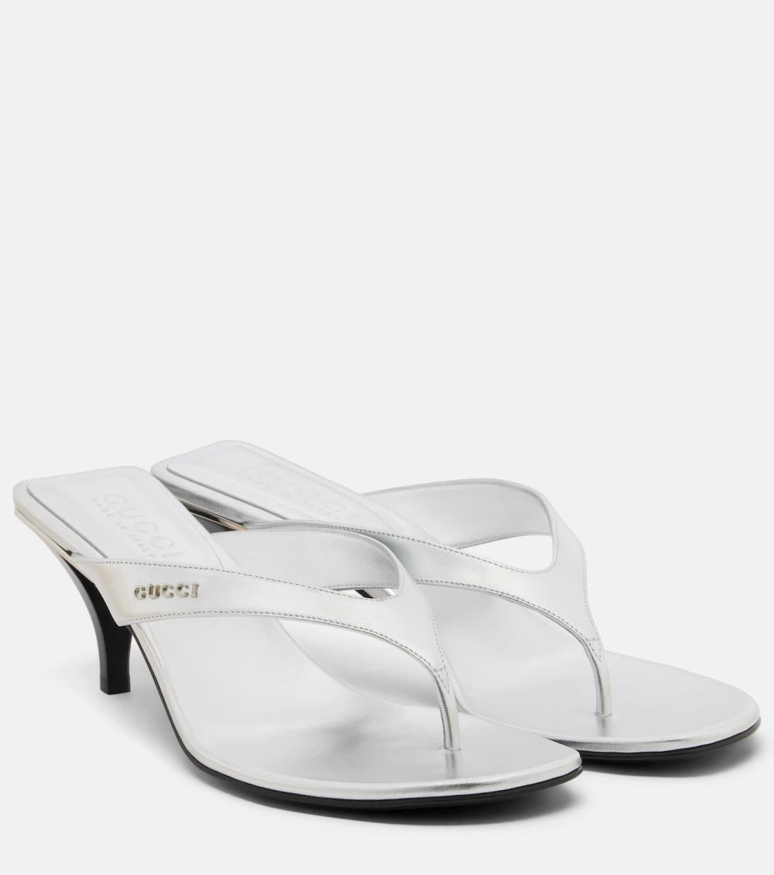 Gucci - Vittoria metallic leather thong sandals