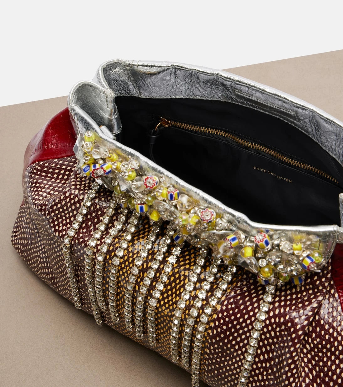Dries Van Noten - حقيبة كروس بودي Blossom صغيرة من الجلد اللامع