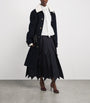 A.W.A.K.E. Mode Navy Ruffled Midi Skirt