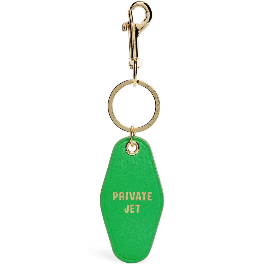 Green Leather Private Jet Keyring