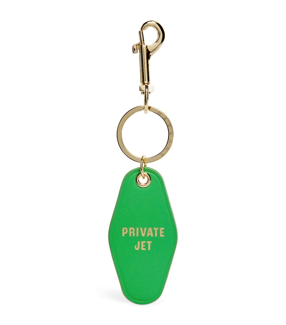 Green Leather Private Jet Keyring
