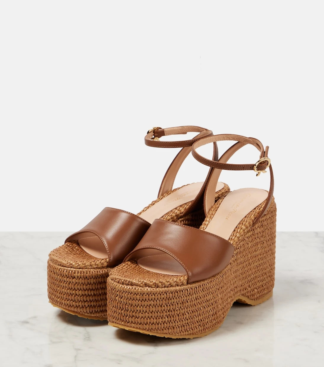 Gianvito Rossi - Leather platform espadrilles