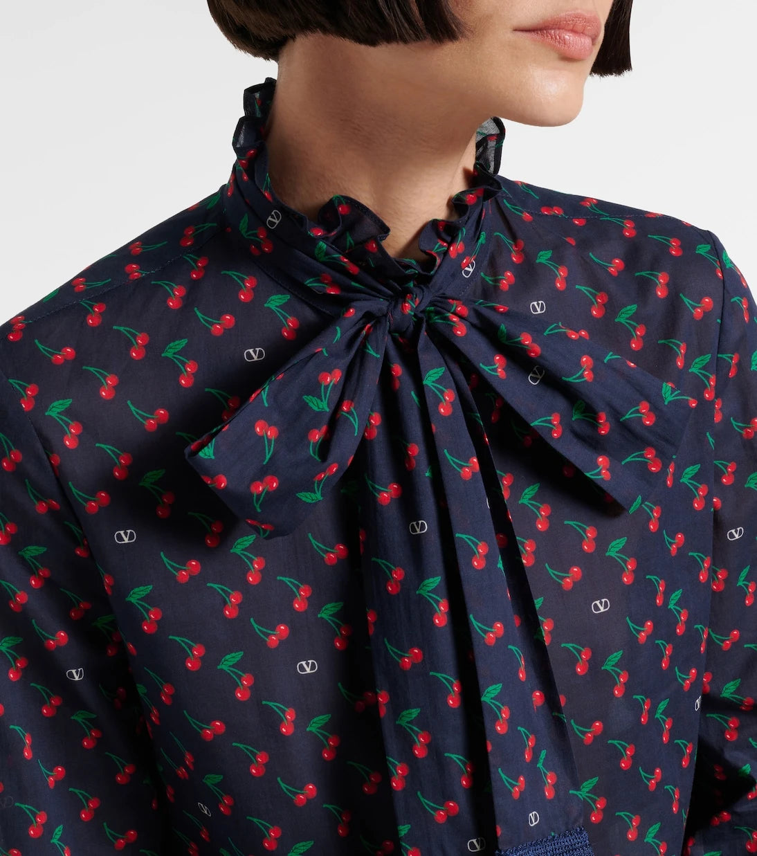 Valentino - Cherryfic bow-detail cotton muslin blouse