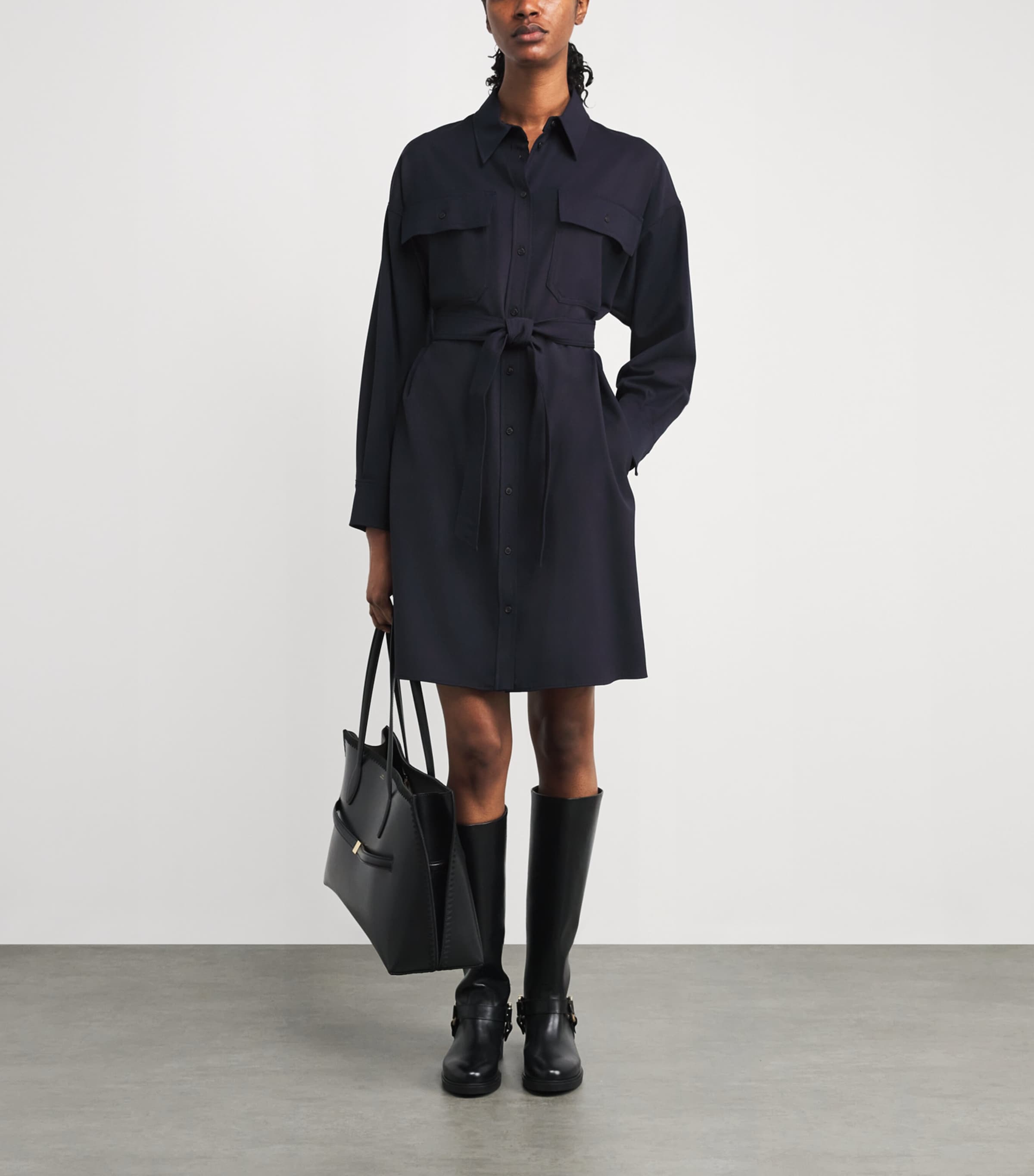 Weekend Max Mara Blue Belted Mini Shirt Dress