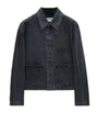 LOEWE Black Leather-Trim Denim Jacket