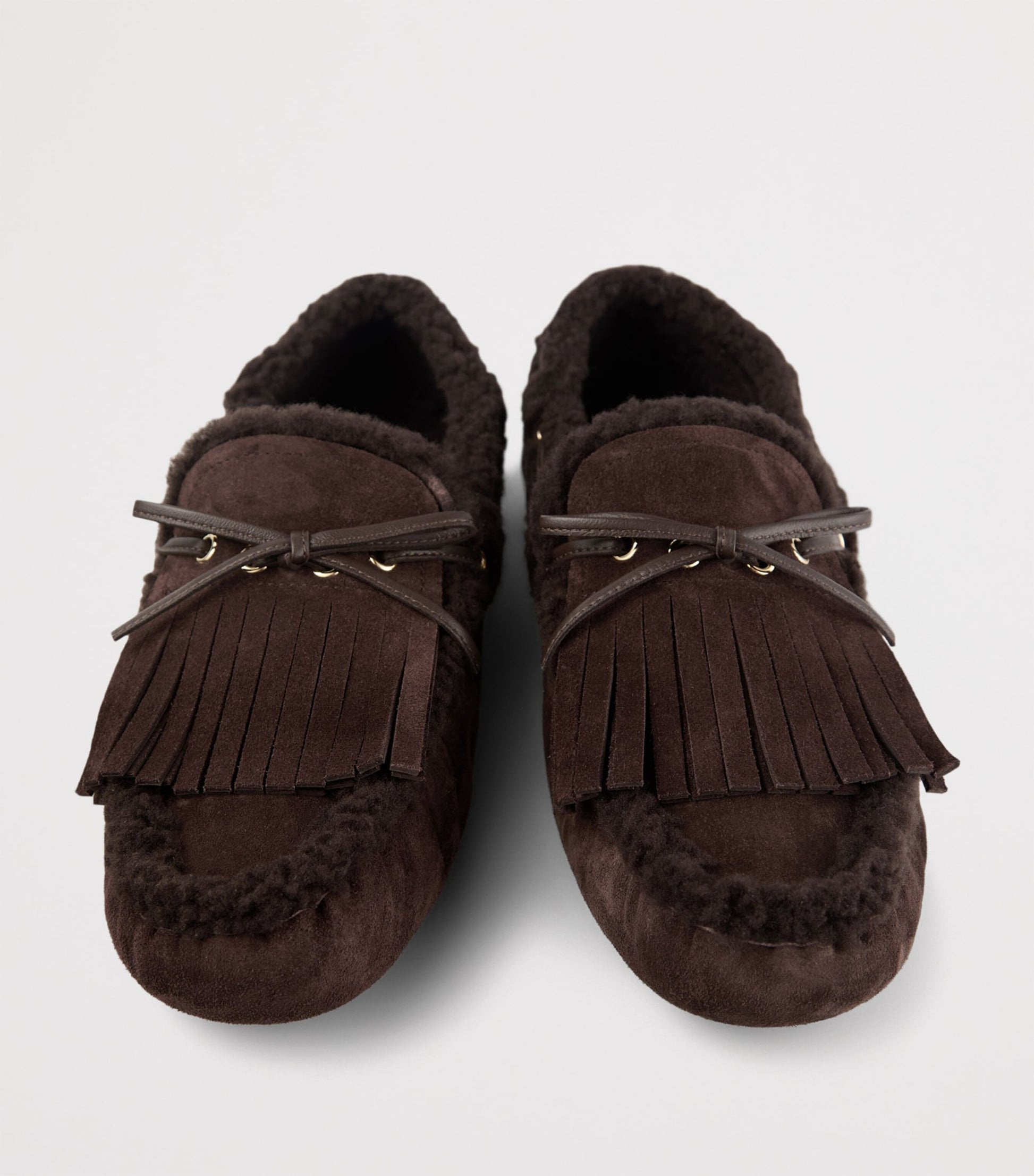 Jimmy Choo Brown Manon Suede Shearling-Lined Loafers