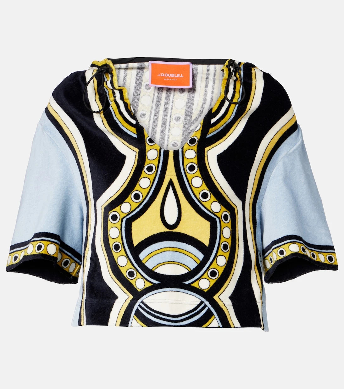 La DoubleJ - Portal printed hooded cotton terry top