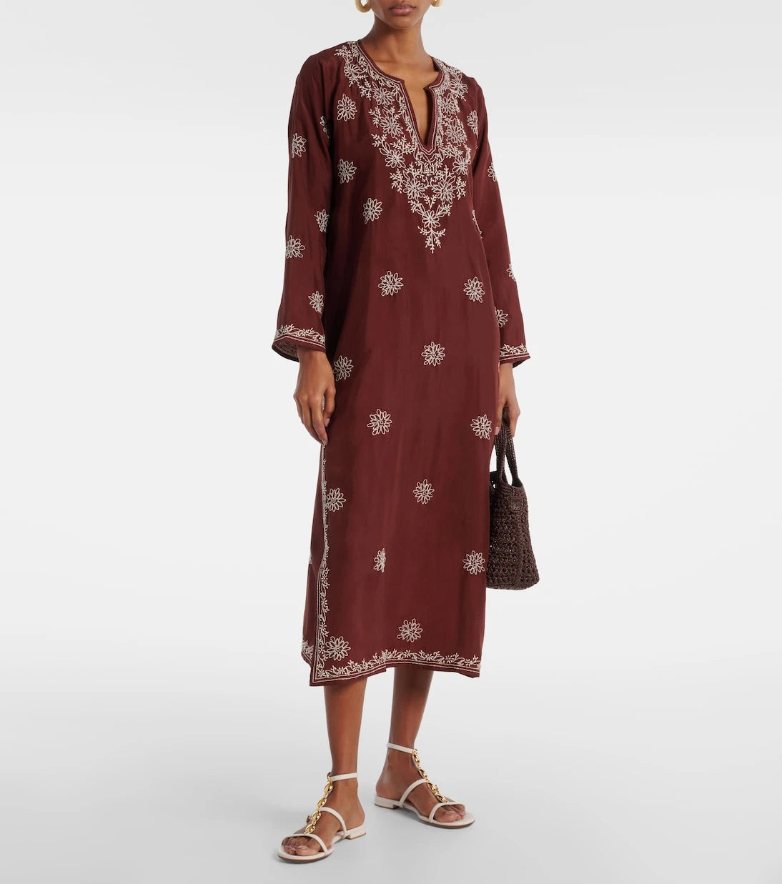 Juliet Dunn - Floral embroidered silk tunic