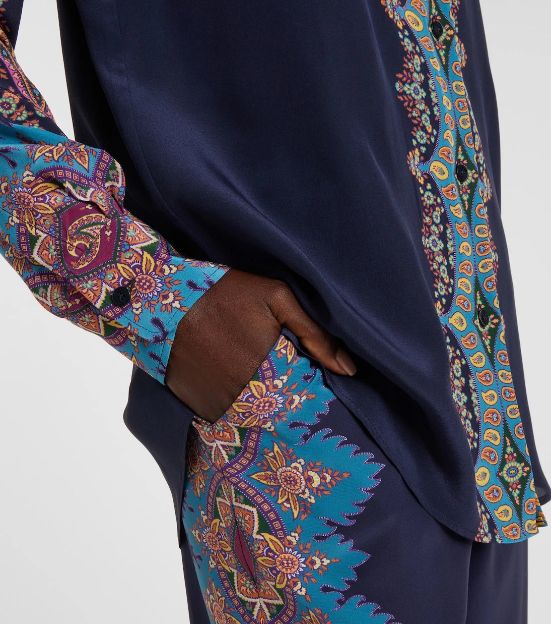 Etro - قميص من الكريب دي شين الحريري المطبوع