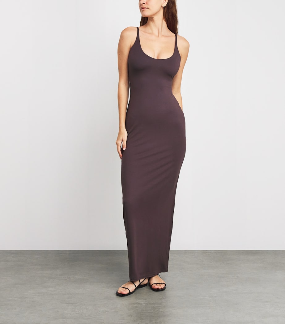 Skims Burgundy Smooth Lounge Scoop-Neck Maxi Dress