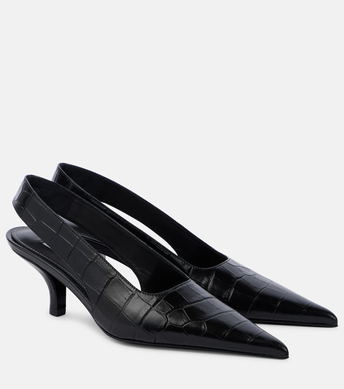 Toteme - Croc-effect leather slingback pumps