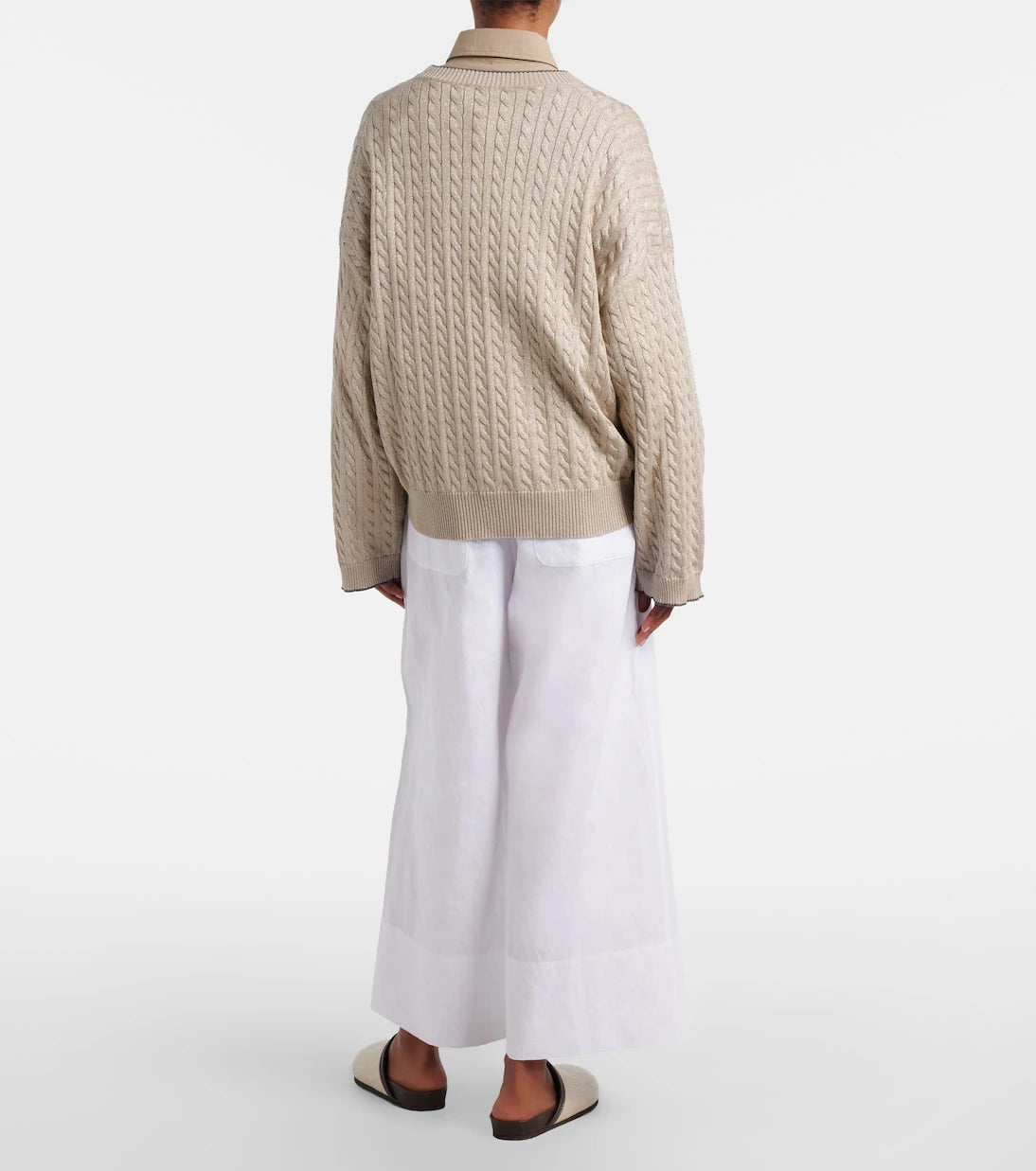 Brunello Cucinelli - Linen and cotton wide-leg pants